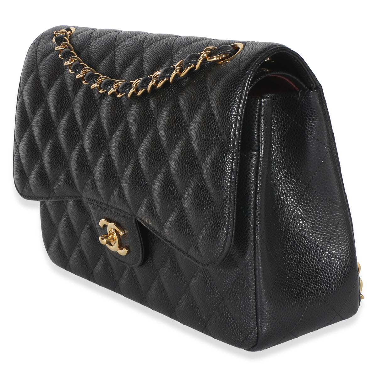 Chanel Black Quilted Caviar Jumbo Double Flap Bag Handbag 2