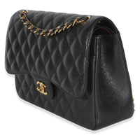 Chanel Black Quilted Caviar Jumbo Double Flap Bag Handbag 2