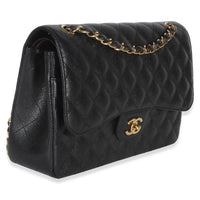 Chanel Black Quilted Caviar Jumbo Double Flap Bag Handbag 3