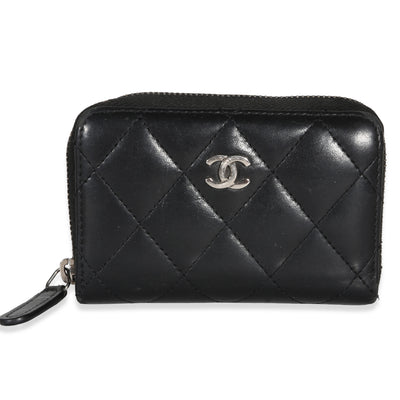 Chanel Black Quilted Lambskin Zip Coin Purse id