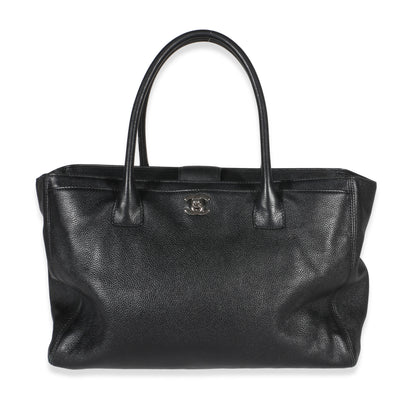 Chanel Vintage Black Grained Calfskin Cerf Executive Tote Handbag id