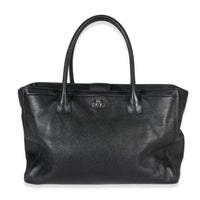 Chanel Vintage Black Grained Calfskin Cerf Executive Tote Handbag id