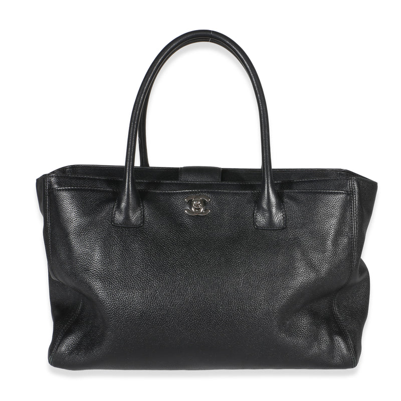Chanel Vintage Black Grained Calfskin Cerf Executive Tote Handbag id