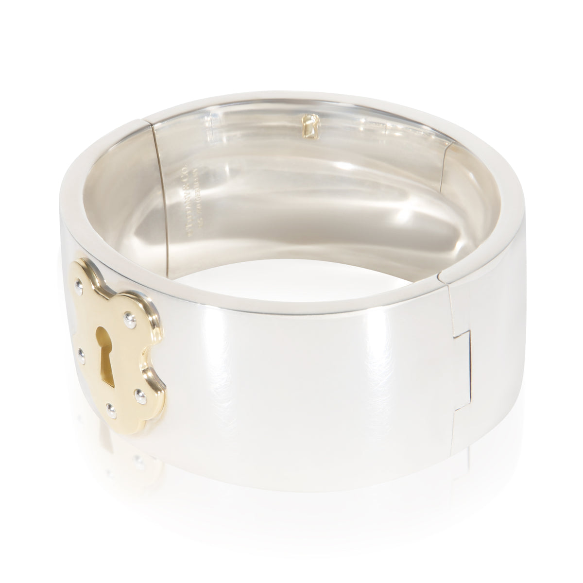 Tiffany & Co. Yellow Gold & Sterling Silver Wide Lock Bracelet 2