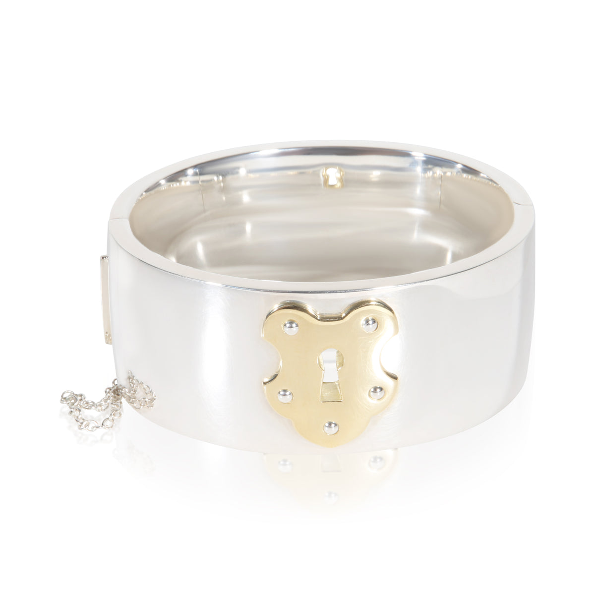 Tiffany & Co. Yellow Gold & Sterling Silver Wide Lock Bracelet fv