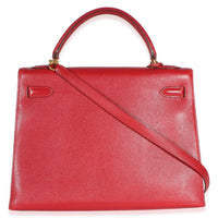 Hermès Rouge Vif Courchevel Kelly Sellier 32 GHW Handbag 4