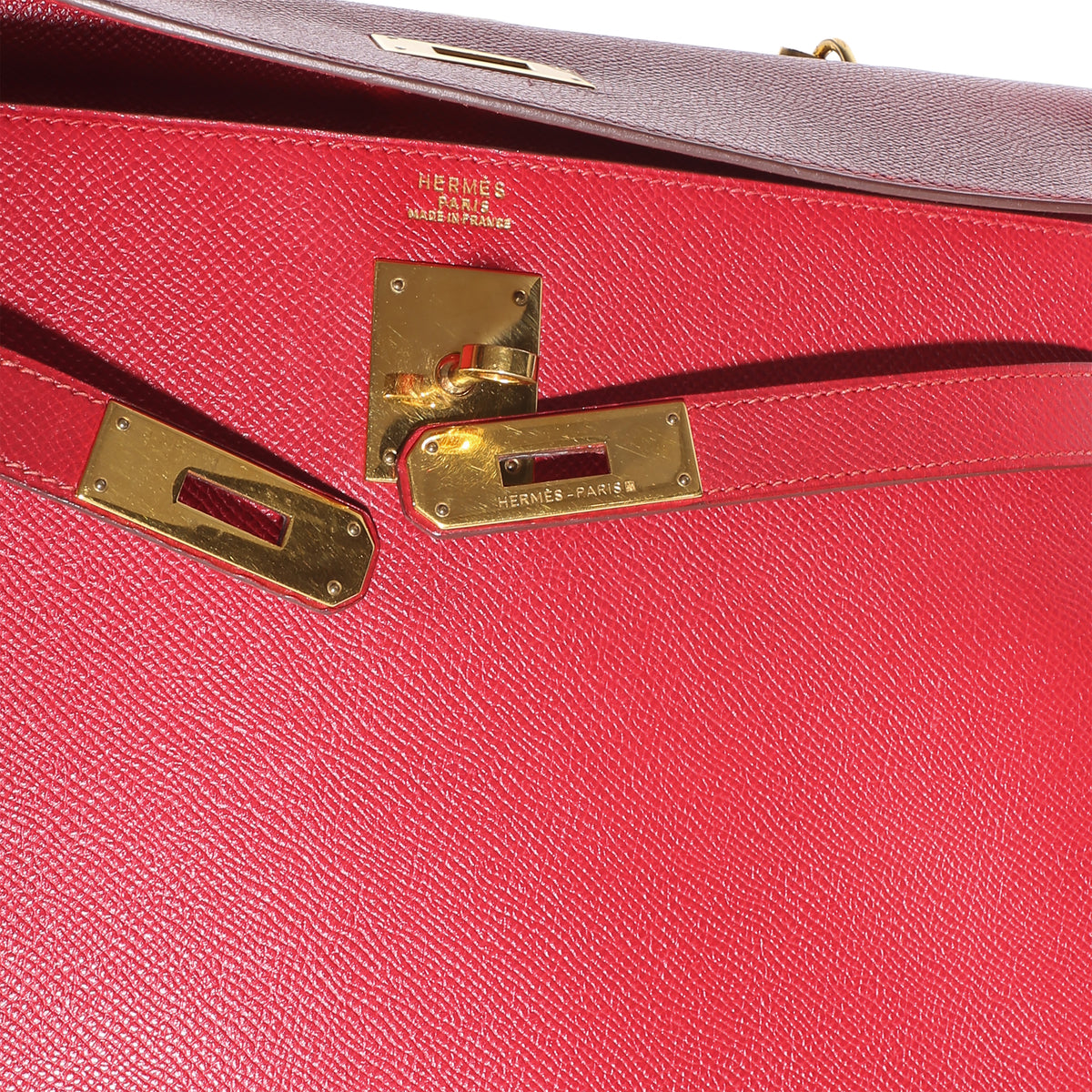 Hermès Rouge Vif Courchevel Kelly Sellier 32 GHW Handbag 9