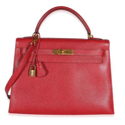 Hermès Rouge Vif Courchevel Kelly Sellier 32 GHW Handbag id