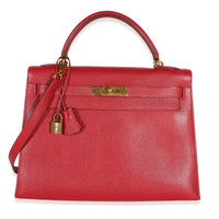 Hermès Rouge Vif Courchevel Kelly Sellier 32 GHW Handbag id