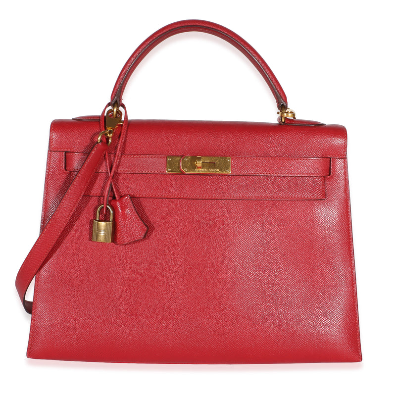 Hermès Rouge Vif Courchevel Kelly Sellier 32 GHW Handbag id