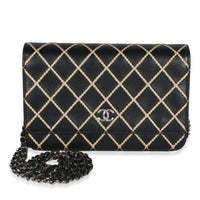 Chanel Black Calfskin Diamond Stitch Fancy CC Wallet On Chain Handbag id