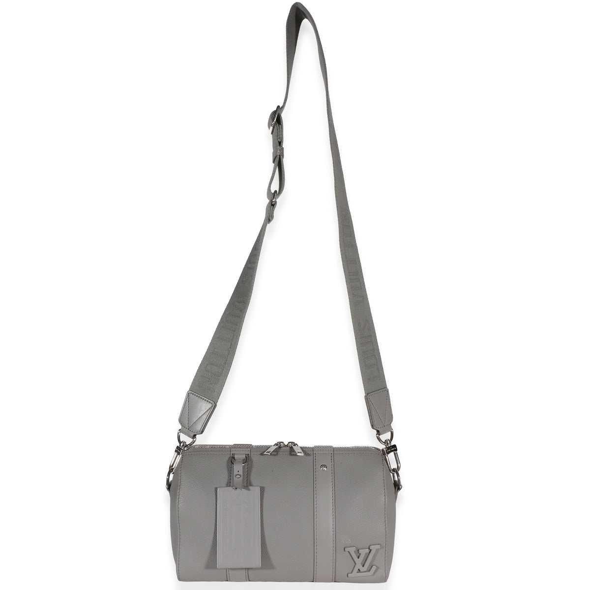 Louis Vuitton Grey Grained Calfskin Aerogram City Keepall Handbag 8
