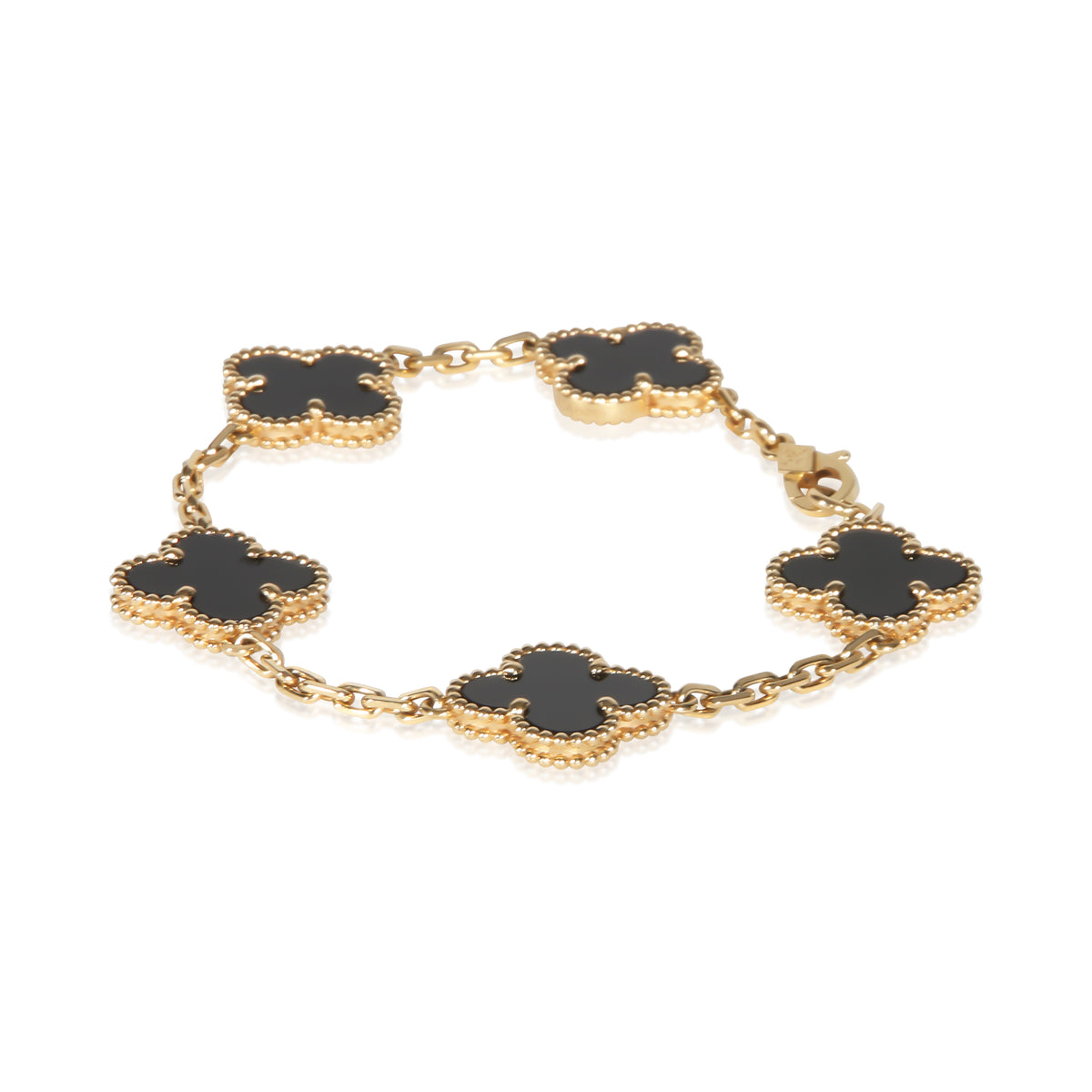 Van Cleef & Arpels Yellow Gold Onyx Vintage Alhambra Bracelet 3