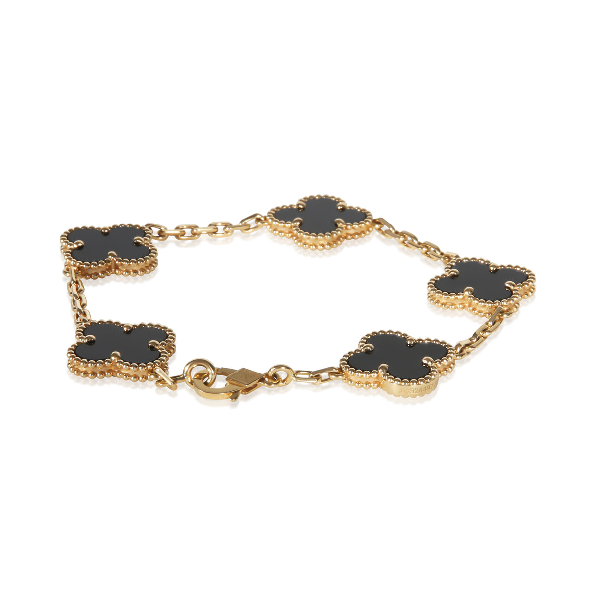 Van Cleef & Arpels Yellow Gold Onyx Vintage Alhambra Bracelet 4