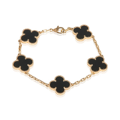 Van Cleef & Arpels Yellow Gold Onyx Vintage Alhambra Bracelet fv