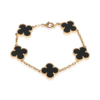 Van Cleef & Arpels Yellow Gold Onyx Vintage Alhambra Bracelet fv
