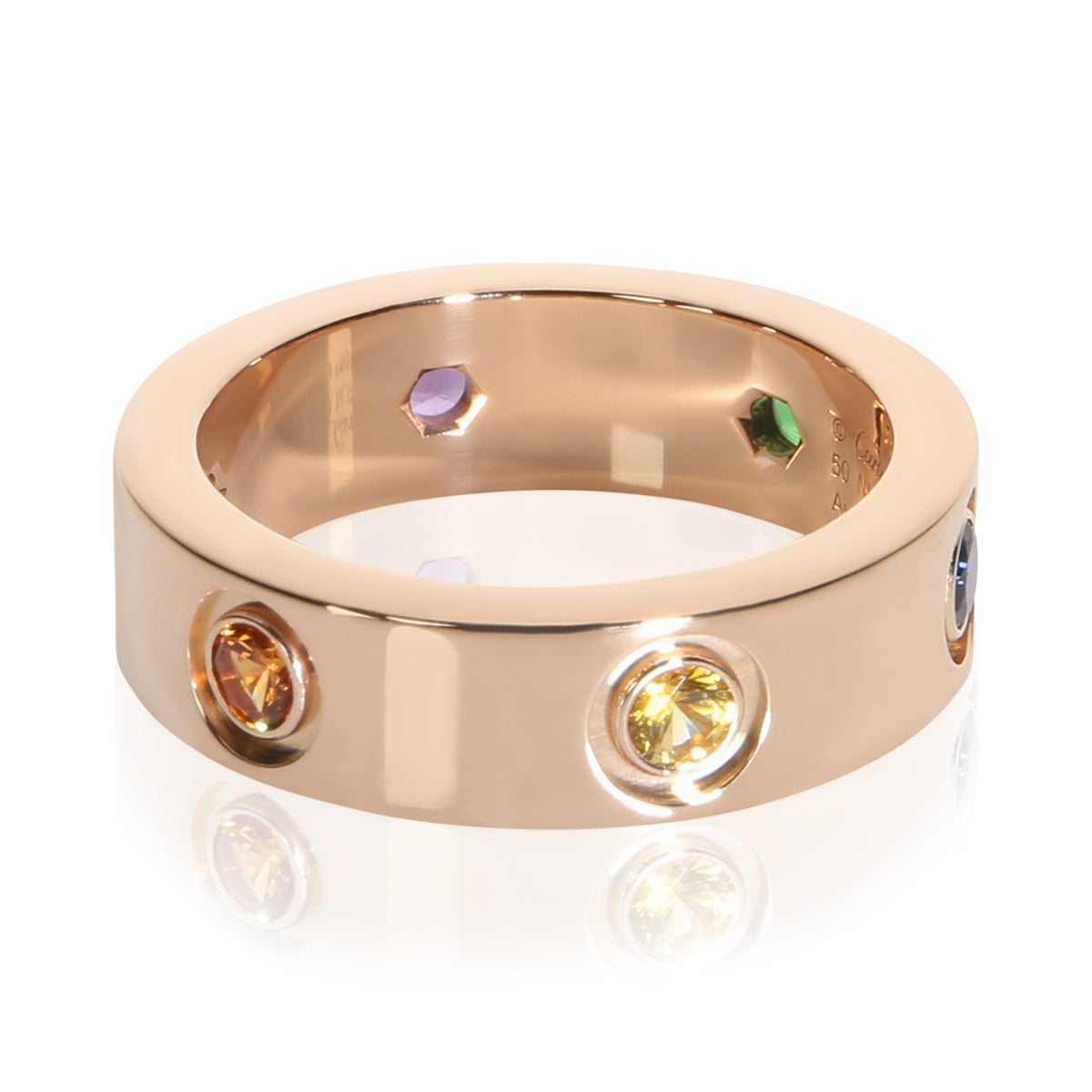 Cartier Rose Gold Rainbow Gemstone Love Ring 2