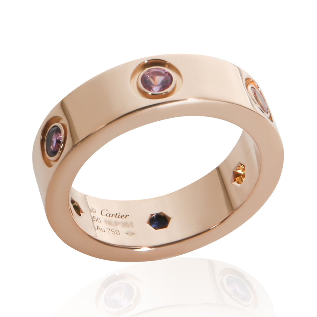 Cartier Rose Gold Rainbow Gemstone Love Ring 5