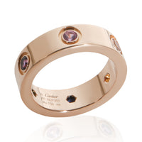 Cartier Rose Gold Rainbow Gemstone Love Ring 5
