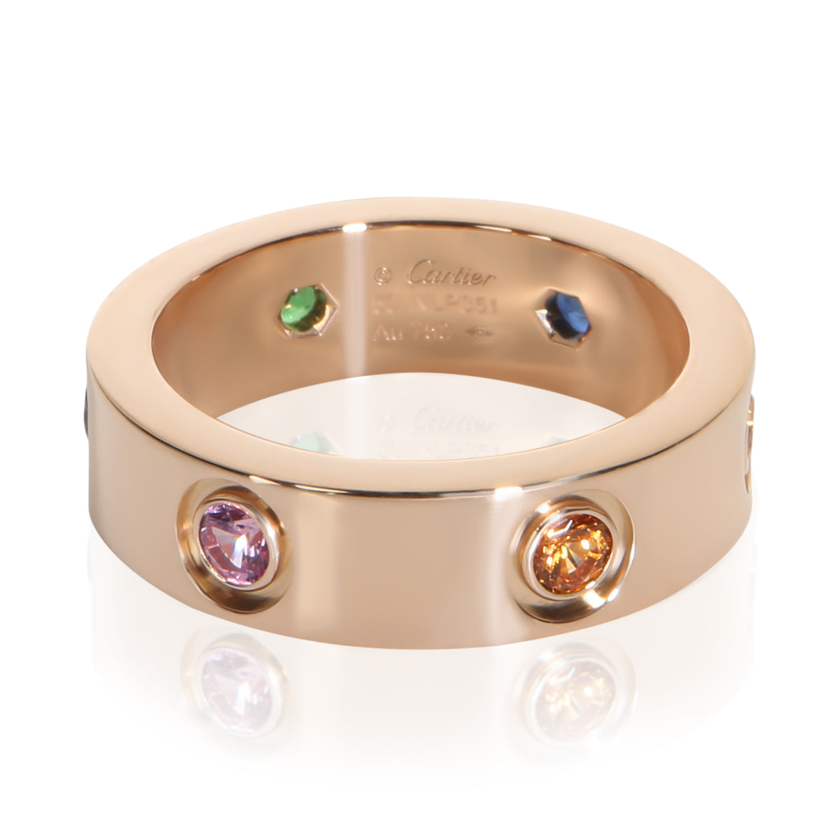 Cartier Rose Gold Rainbow Gemstone Love Ring fv