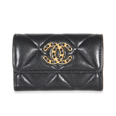 Chanel Black Quilted Lambskin  19 Flap Card Holder Wallet id