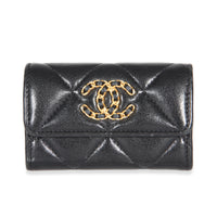 Chanel Black Quilted Lambskin  19 Flap Card Holder Wallet id