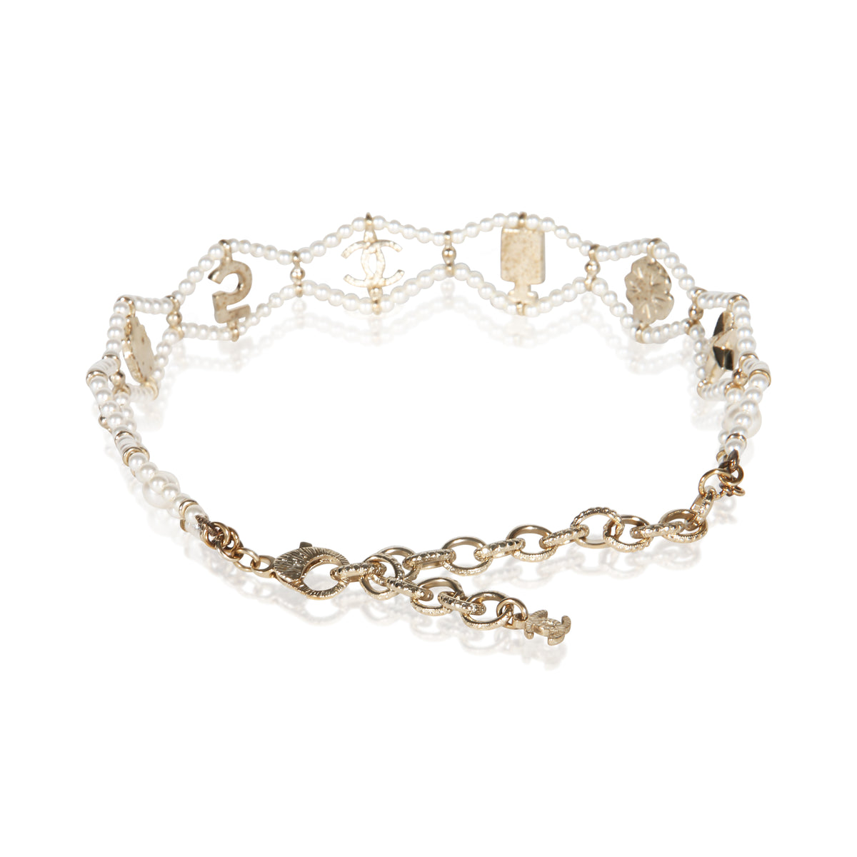 Chanel Gold Plated 2020 Woven Faux Pearl Choker Necklace 3