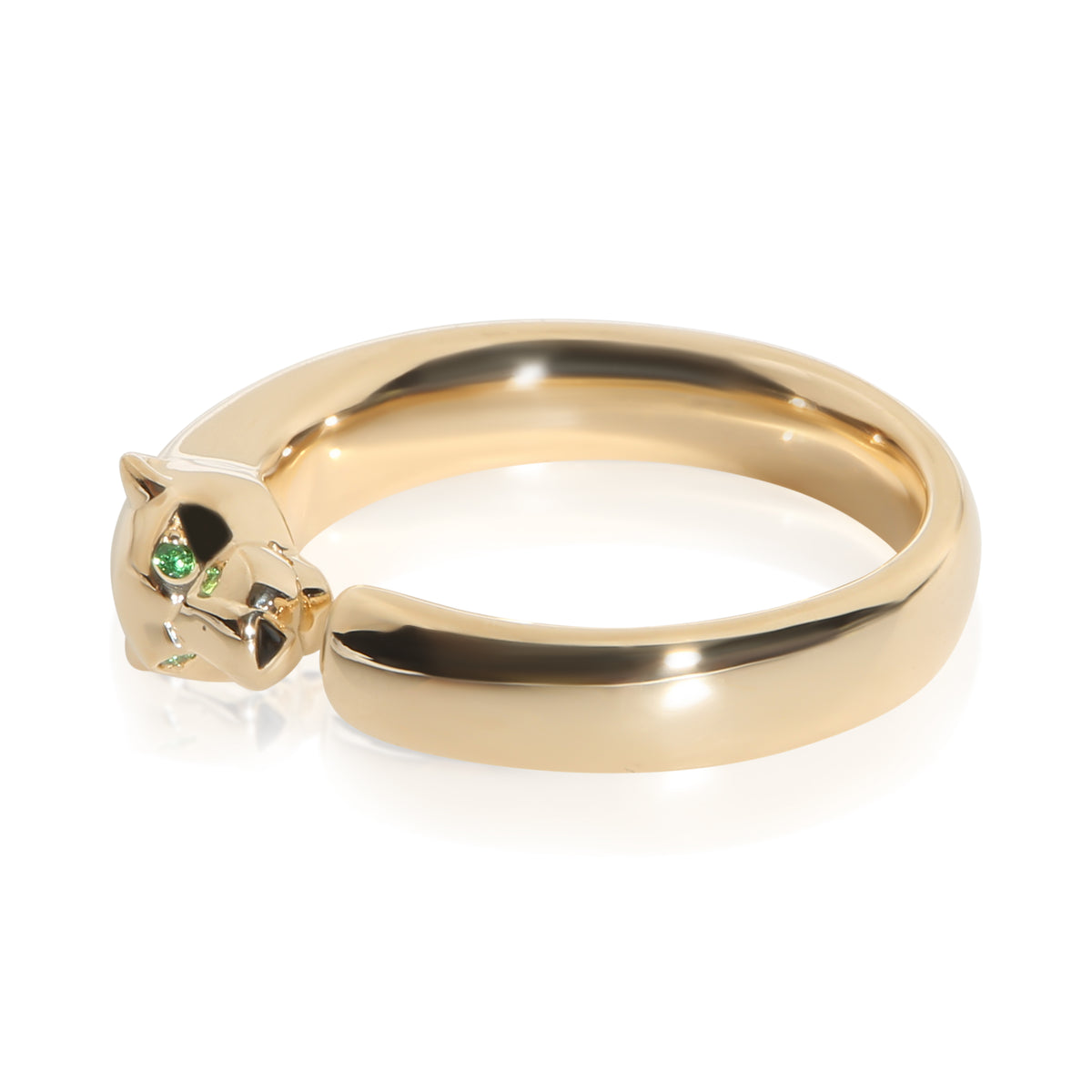 Cartier Yellow Gold Onyx and Tsavorite Small Model Panthere de  Ring 2