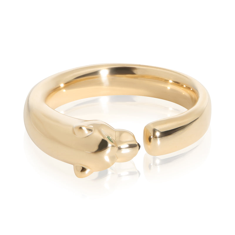 Cartier Yellow Gold Onyx and Tsavorite Small Model Panthere de  Ring fv