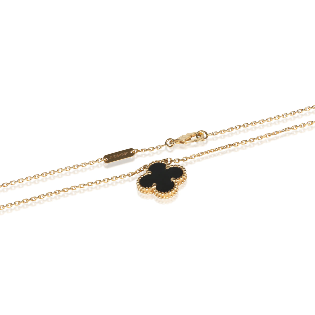 Van Cleef & Arpels Yellow Gold Onyx Vintage Alhambra Pendant 2