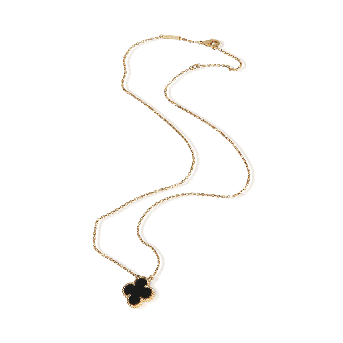Van Cleef & Arpels Yellow Gold Onyx Vintage Alhambra Pendant 3
