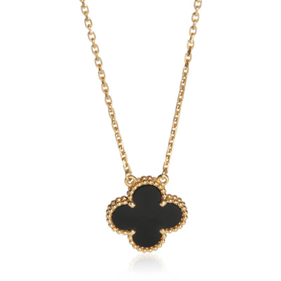 Van Cleef & Arpels Yellow Gold Onyx Vintage Alhambra Pendant fv