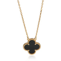 Van Cleef & Arpels Yellow Gold Onyx Vintage Alhambra Pendant fv