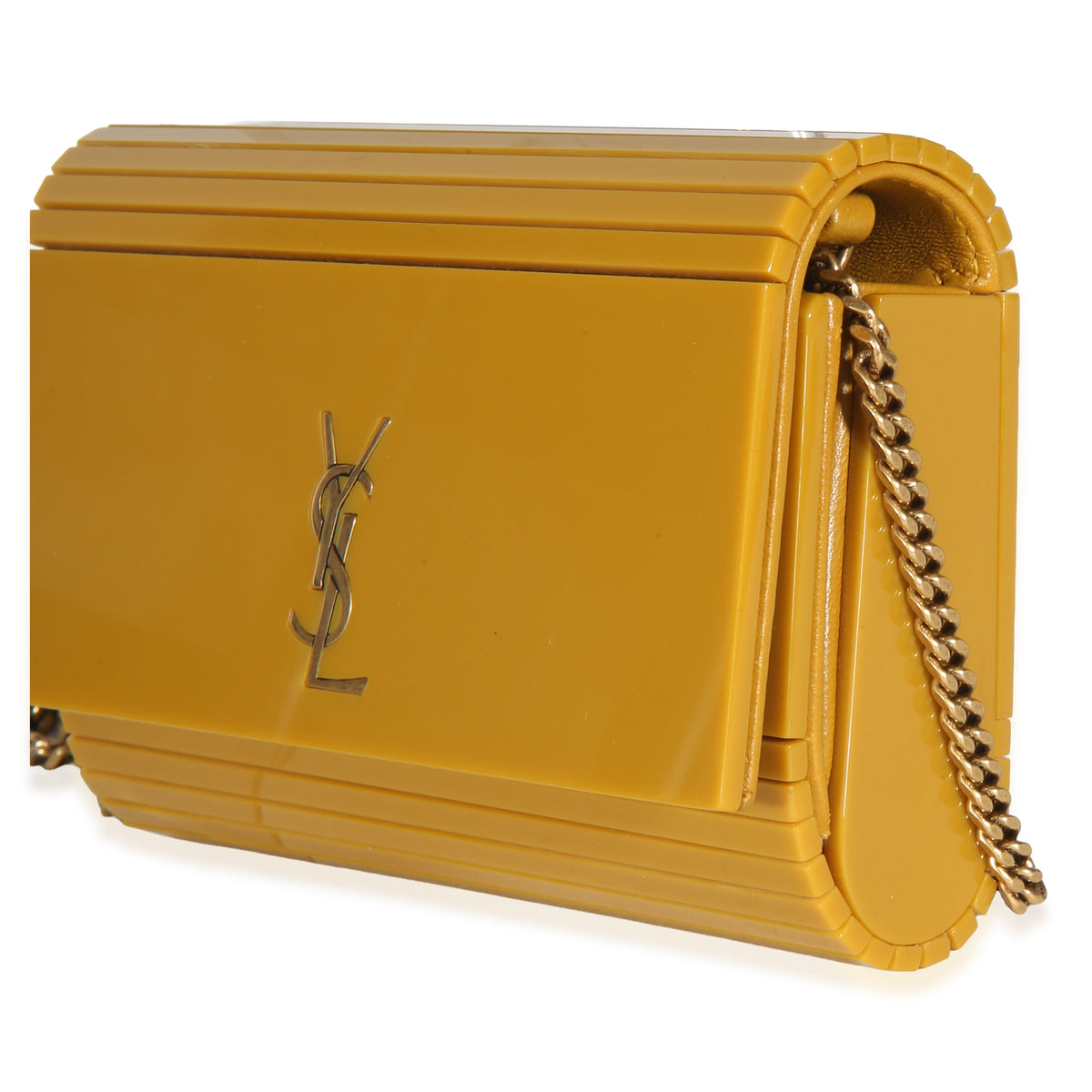 Saint Laurent Yellow Plexiglass Mini Vicky Minaudiere Handbag 2