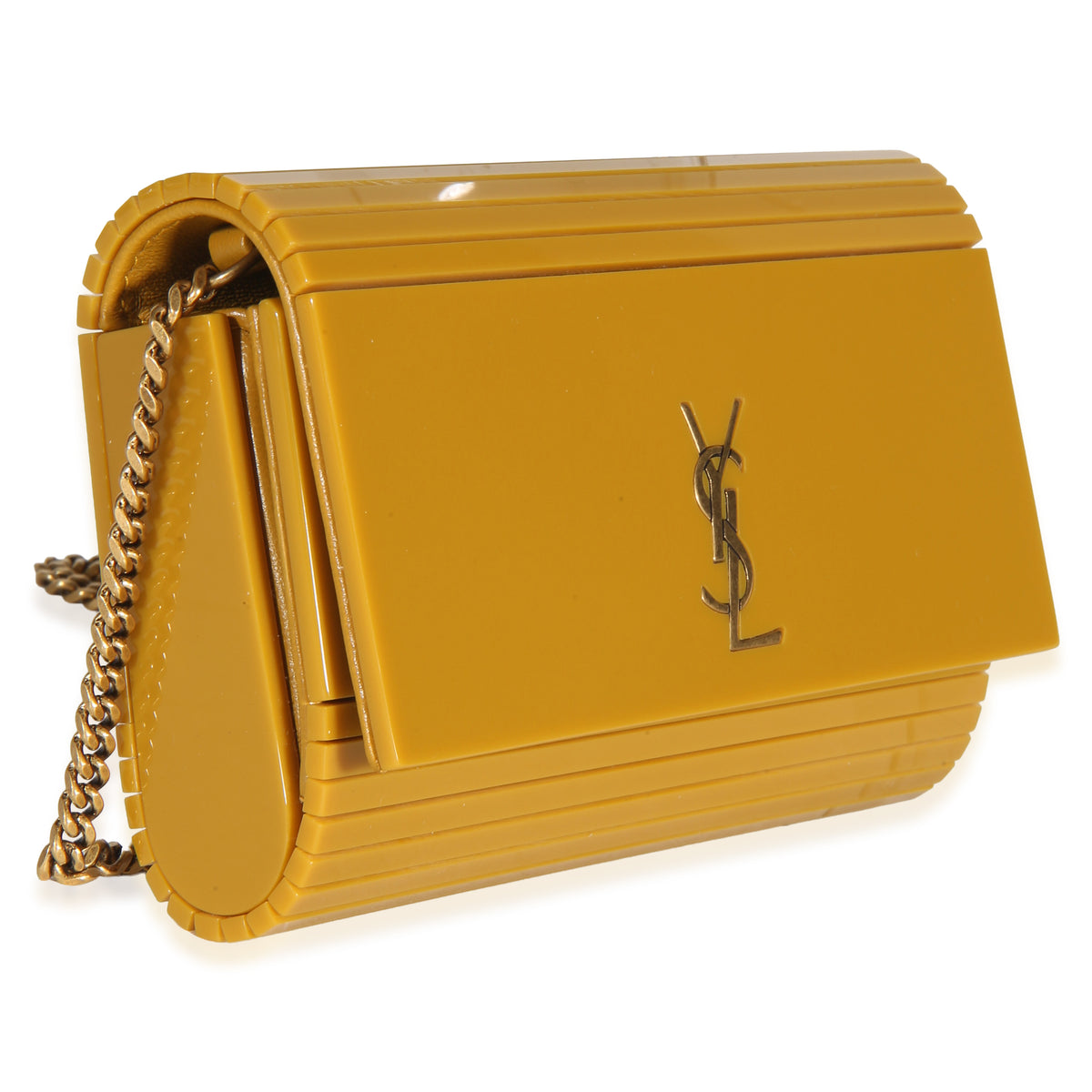 Saint Laurent Yellow Plexiglass Mini Vicky Minaudiere Handbag 3