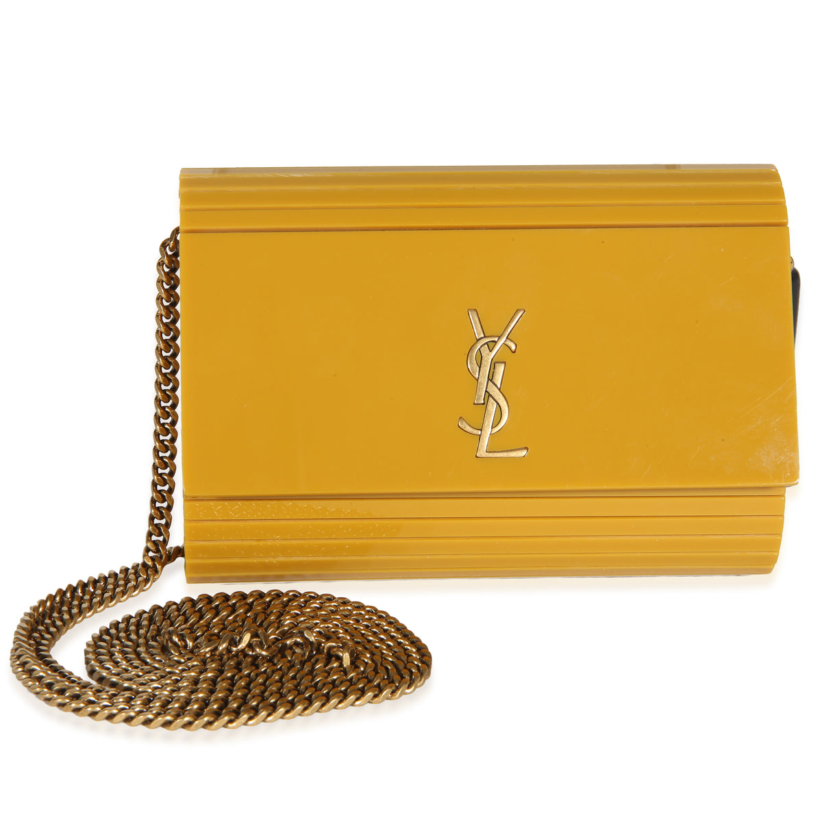 Saint Laurent Yellow Plexiglass Mini Vicky Minaudiere Handbag id