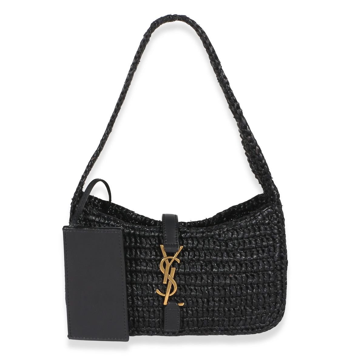 Saint Laurent Black Raffia Calfskin Le 5 A 7 Mini Hobo Handbag id