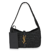 Saint Laurent Black Raffia Calfskin Le 5 A 7 Mini Hobo Handbag id