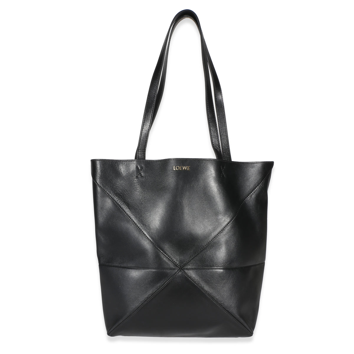 Loewe Black Shiny Calfskin Medium Puzzle Fold Tote Handbag id