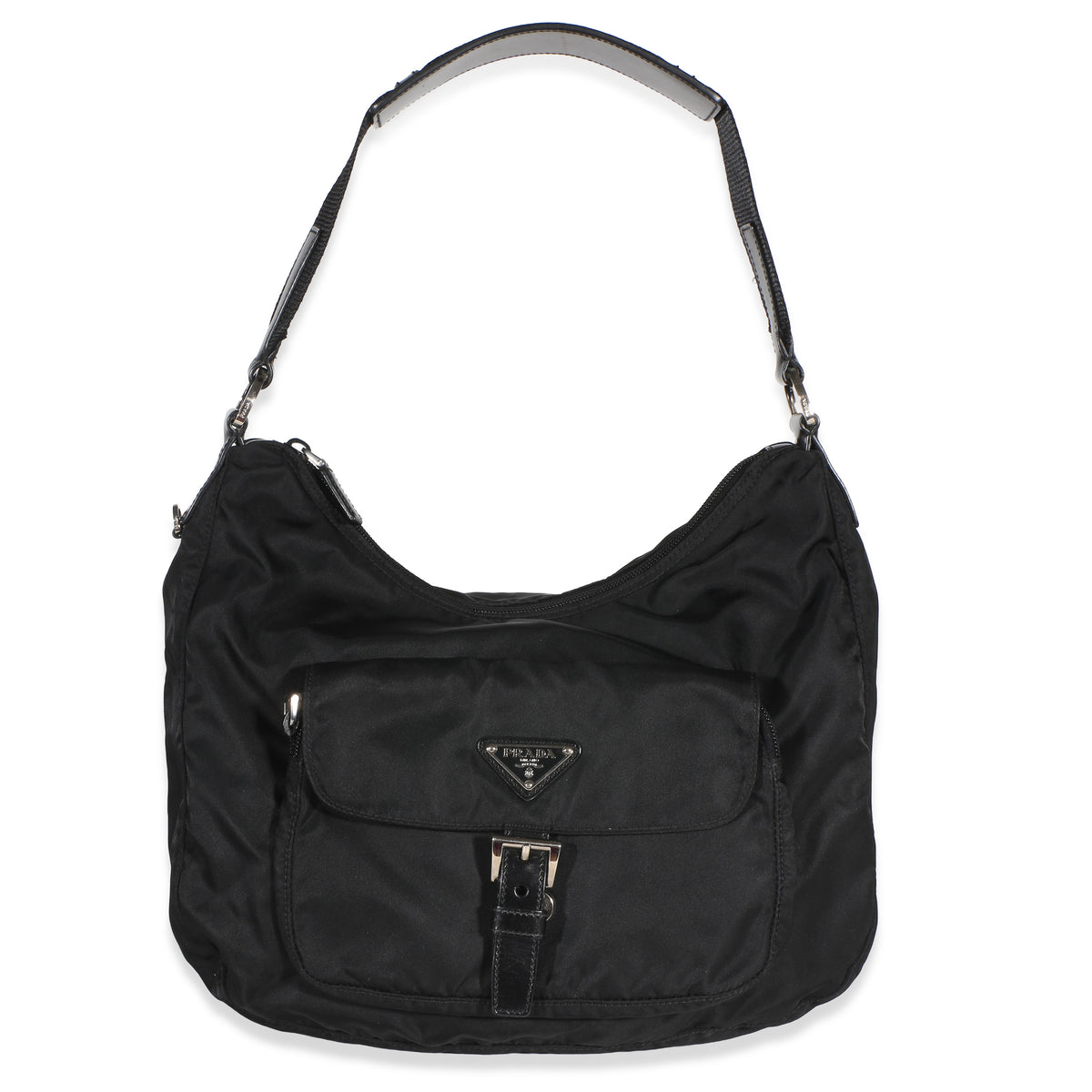 Prada Vintage Black Tessuto Saffiano Shoulder Bag Handbag id