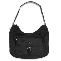 Prada Vintage Black Tessuto Saffiano Shoulder Bag Handbag id