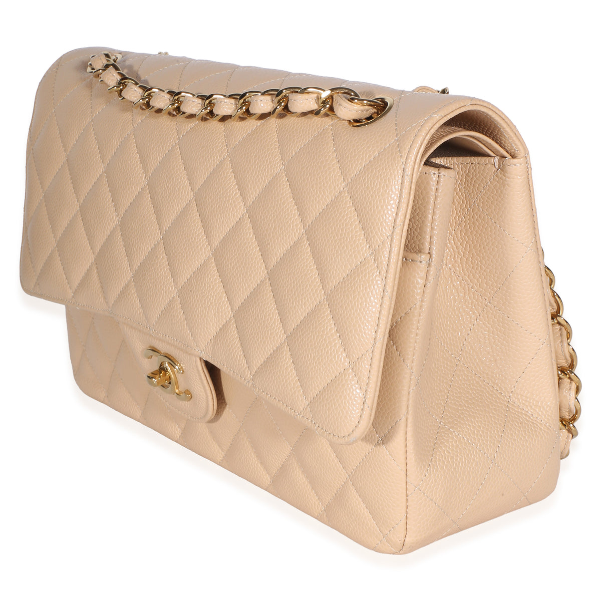 Chanel Beige Quilted Caviar Jumbo Double Flap Bag Handbag 2