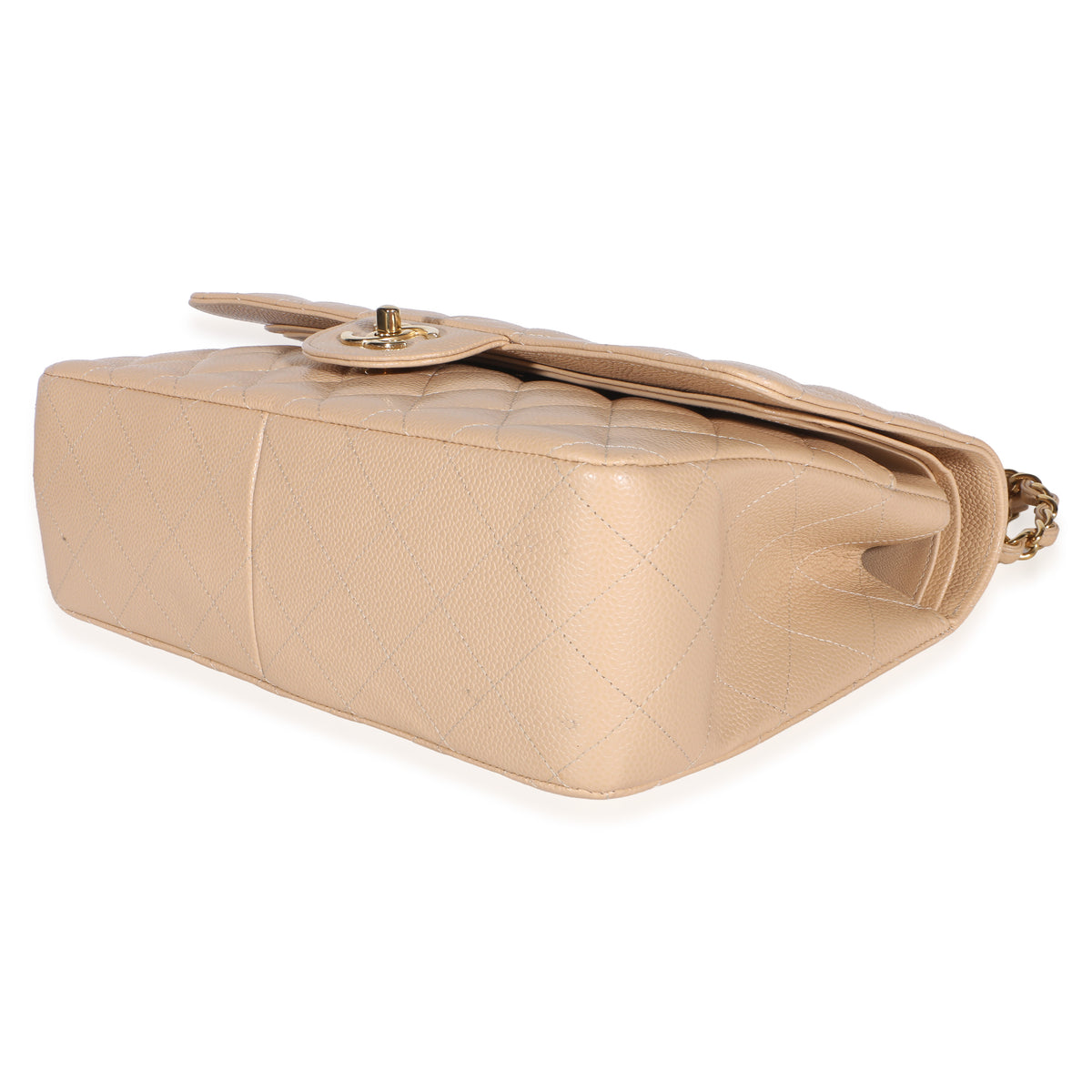 Chanel Beige Quilted Caviar Jumbo Double Flap Bag Handbag 6