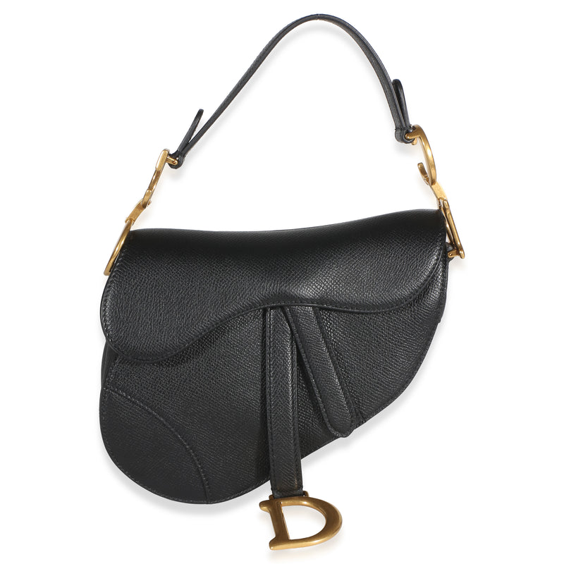Christian Dior Black Grained Calfskin Mini Saddle Bag Handbag id