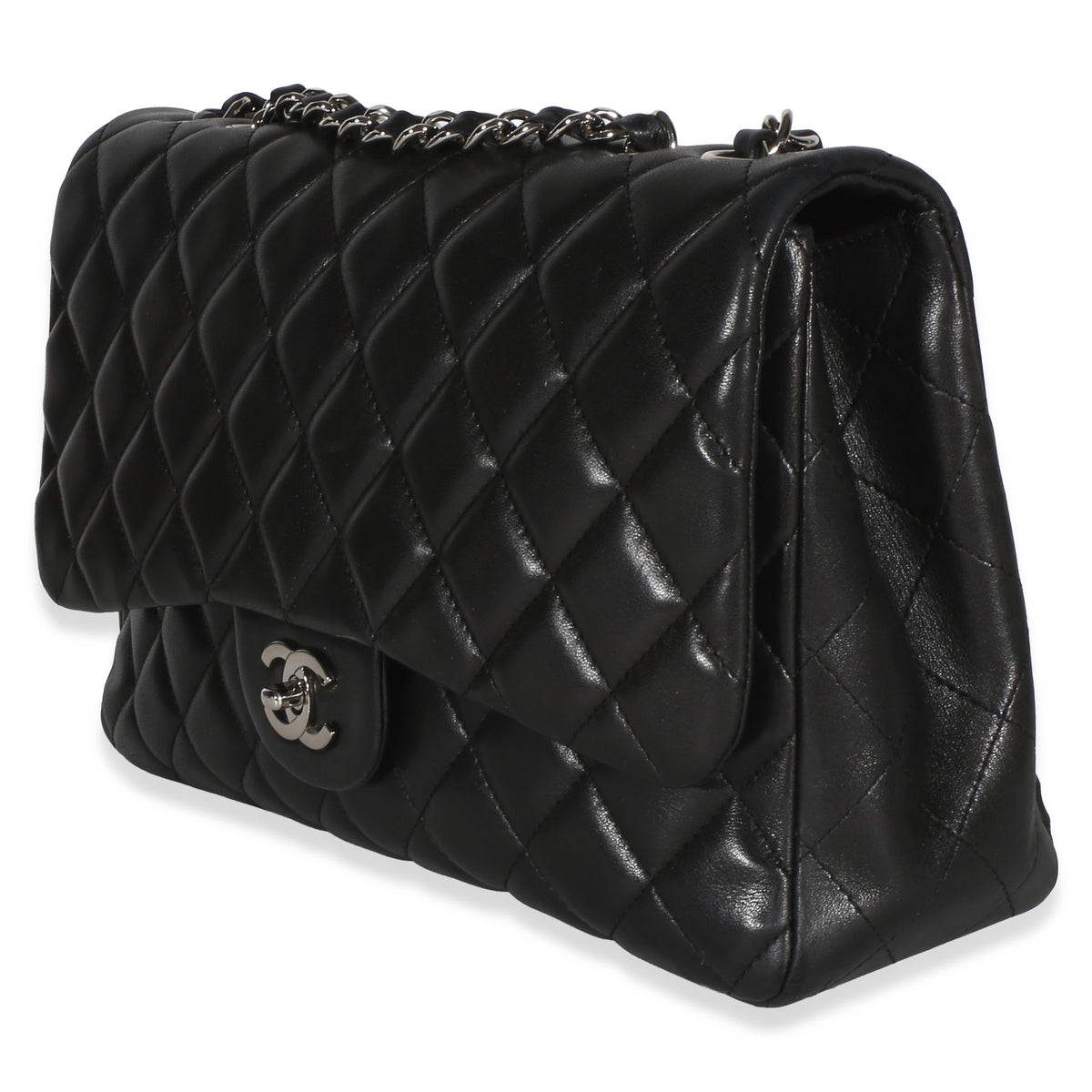 Chanel Black Quilted Lambskin Jumbo Single Flap Bag Handbag 2