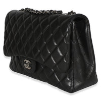 Chanel Black Quilted Lambskin Jumbo Single Flap Bag Handbag 2