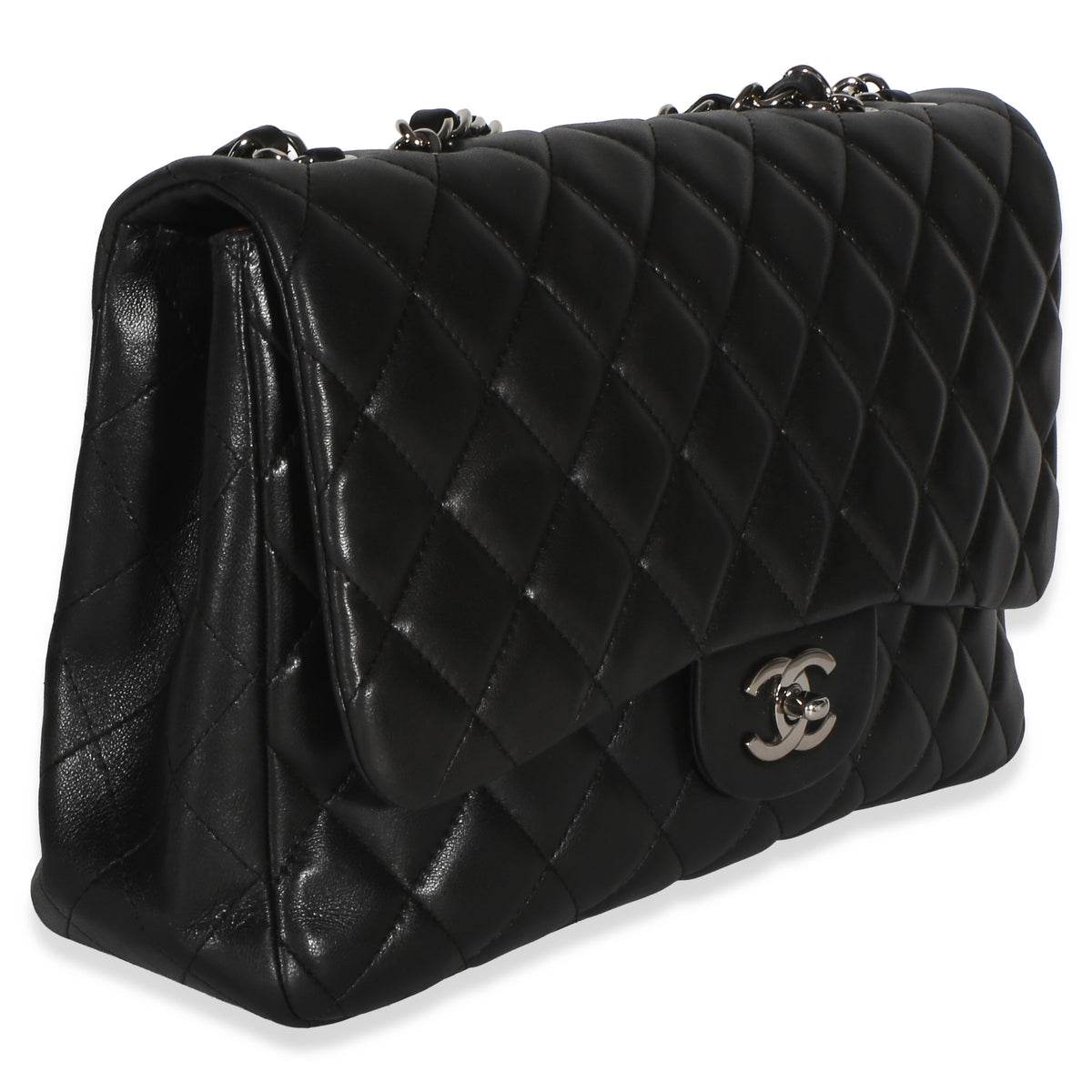 Chanel Black Quilted Lambskin Jumbo Single Flap Bag Handbag 3