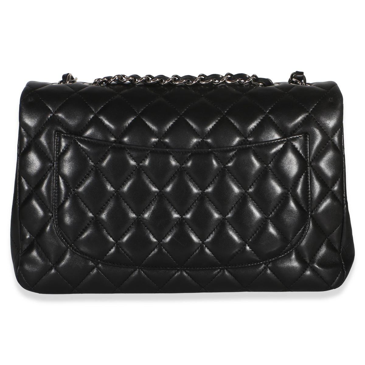 Chanel Black Quilted Lambskin Jumbo Single Flap Bag Handbag 4
