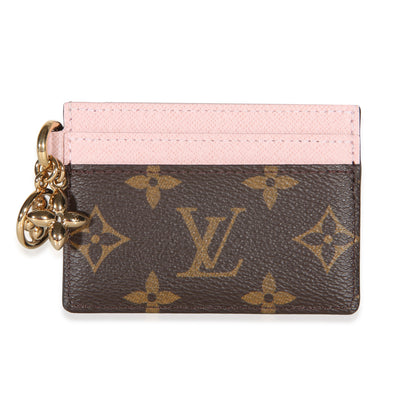 Louis Vuitton Rose Ballerine Monogram Canvas LV Charms Card Holder Wallet id
