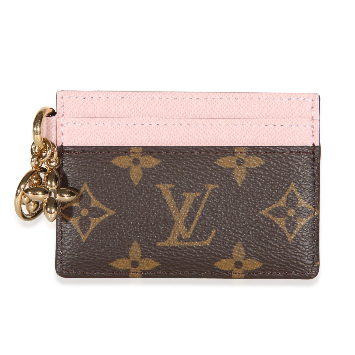 Louis Vuitton Rose Ballerine Monogram Canvas LV Charms Card Holder Wallet id